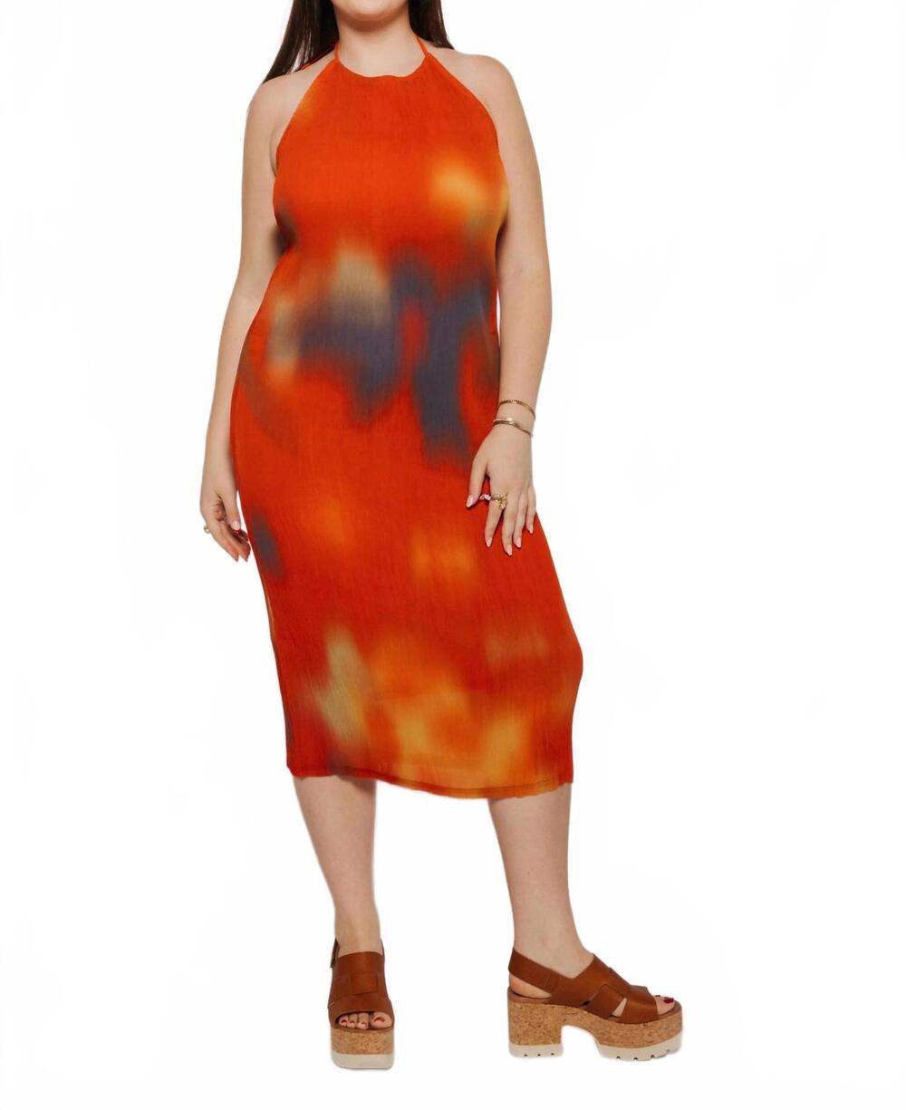 NEW THINKING MU flowers pleated miriam midi dress in multi